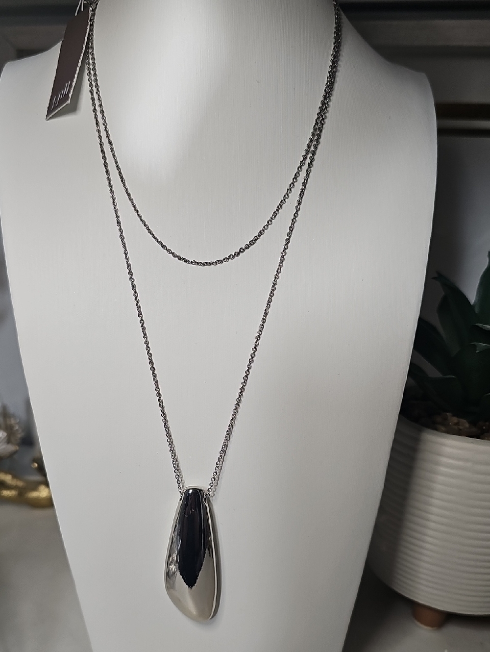 J.Jill Polished Silver-toned Teardrop Pendant Necklace - Women's Jewelry
